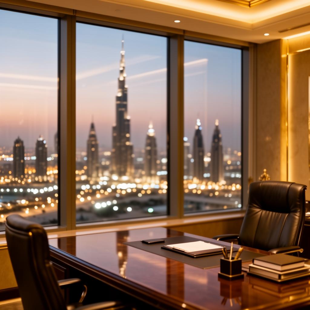 Dubai skyline from a private office